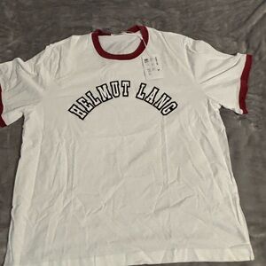 Helmut Lang White and Red Short Sleeve Tee